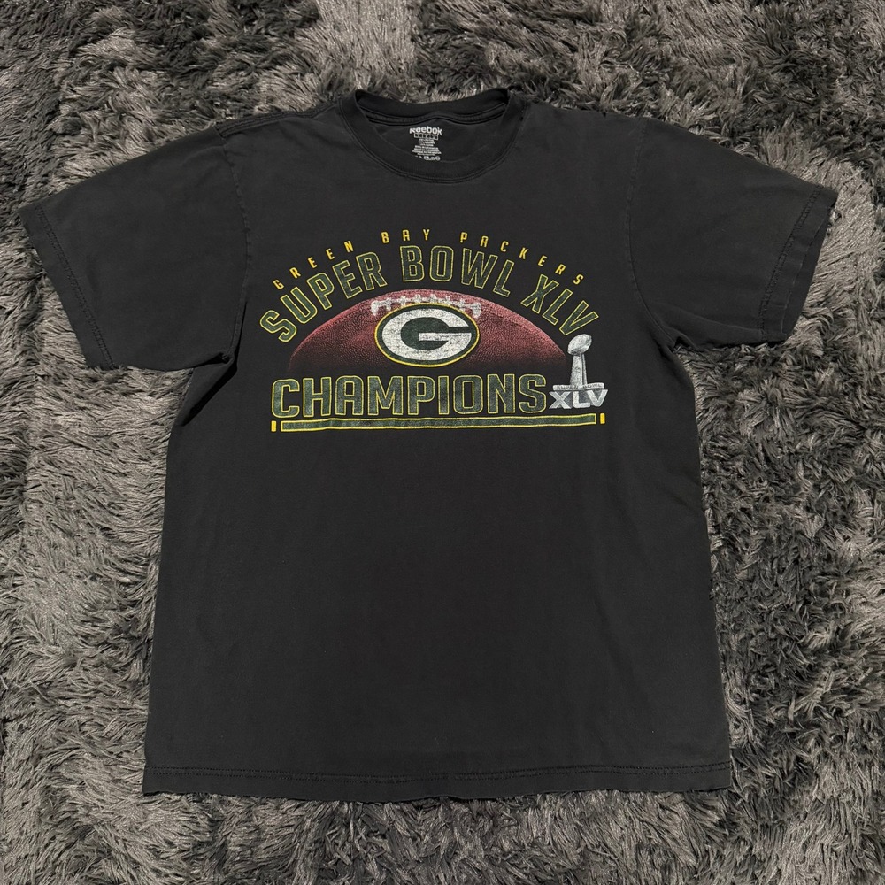 Reebok Green Bay Packers Super Bowl XLV Champions Roster T-Shirt Mens Large